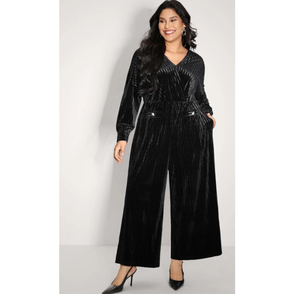 Bloomchic Textured Velour Tie Back Jumpsuit Sz 14/16